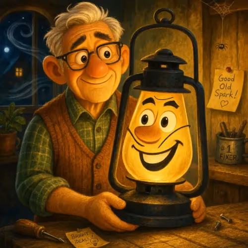 A glowing lamp flickering out as a gust of wind sweeps past