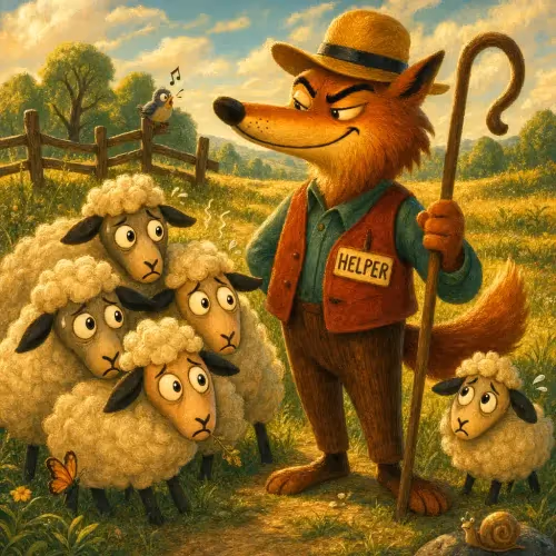A shepherd returning to find his flock scattered by the wolf he trusted