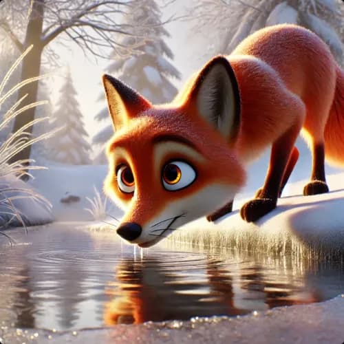 Colorful illustration of The Fox fable - Wisdom and Adaptability