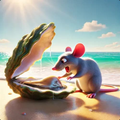 Colorful illustration of The Rat and the Oyster - a fable