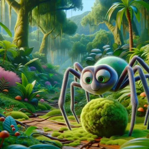 Colorful illustration of Anansi and the Moss-Covered Rock fable - Trickery and Greed