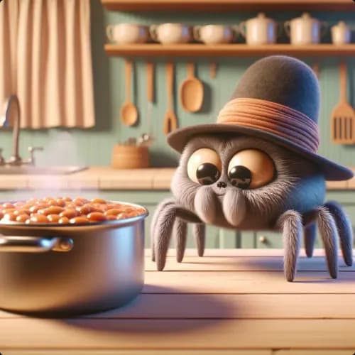 Colorful illustration of Anansi and the Pot of Beans fable - Honesty and Consequences