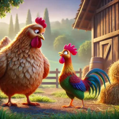 Old Hen and Young Rooster