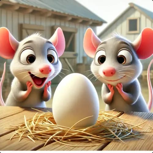 Colorful illustration of The Two Rats, the Fox, and the Egg fable - Resourcefulness and Perseverance