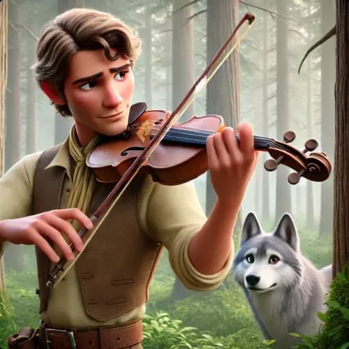 Colorful illustration of The Wonderful Musician - a fable