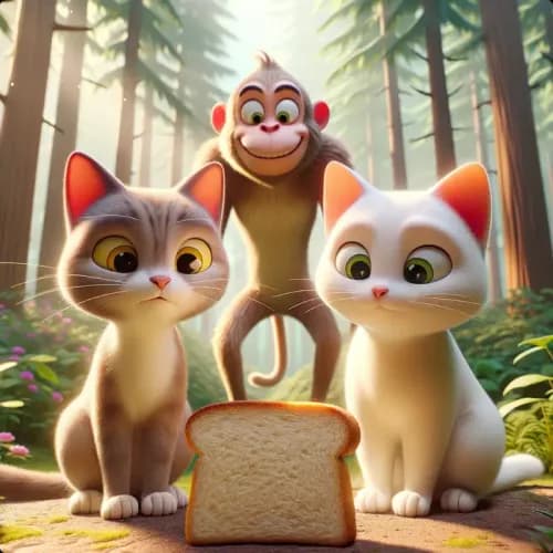 Two Cats and a Monkey