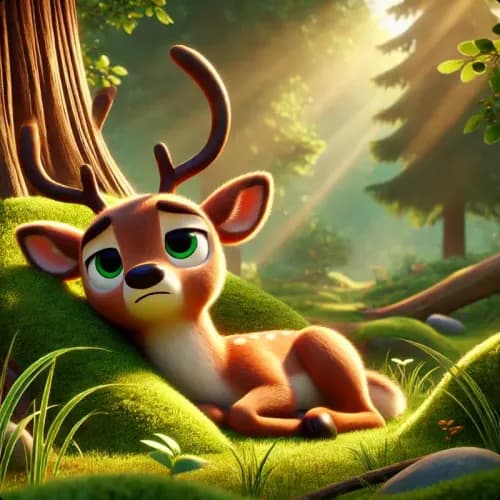 Colorful illustration of The Sick Stag - a fable