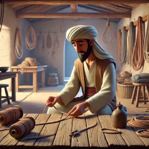 Colorful illustration of The Rope Maker fable - Generosity and Kindness