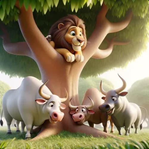 The Lion and the Three Bulls