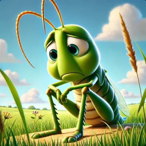Colorful illustration of The Grasshopper - a fable