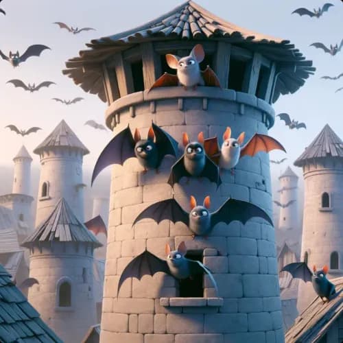 Colorful illustration of The Bats, Birds, and The Beasts - a fable