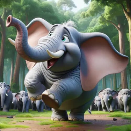 Colorful illustration of The Elephant Girly-Face - a fable