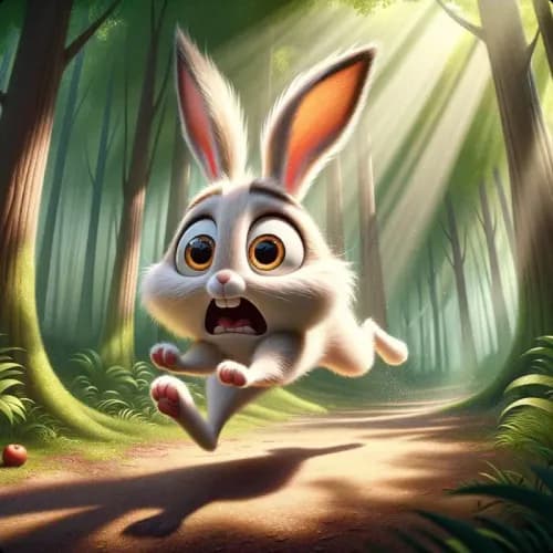 Colorful illustration of The Foolish, Timid Rabbit - a fable