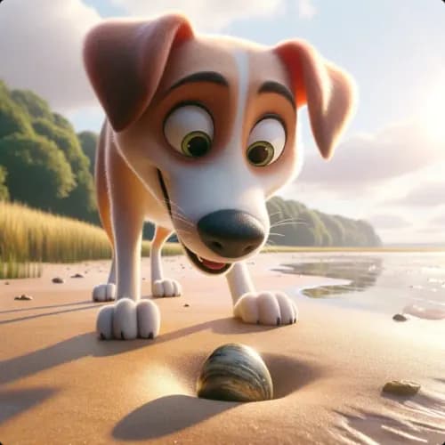 Colorful illustration of The Dog and The Oyster - a fable