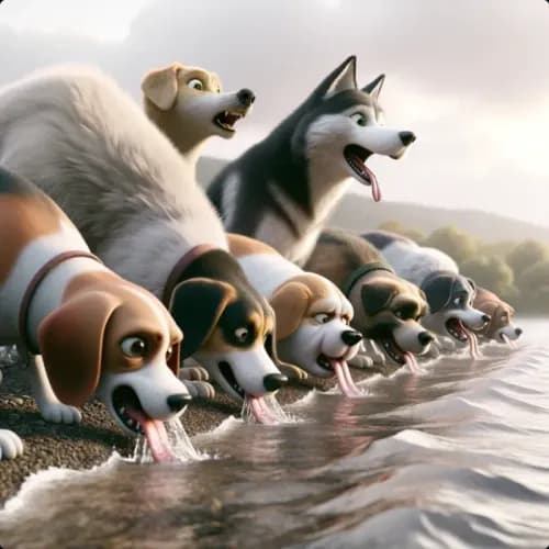 Colorful illustration of The Dogs and The Hides - a fable