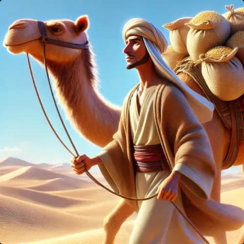 Colorful illustration of The Hunt for the Camel fable - Resourcefulness and Problem-Solving