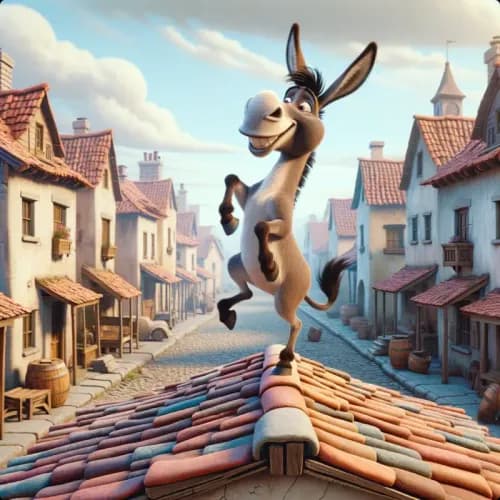 Colorful illustration of The Playful Donkey - a fable