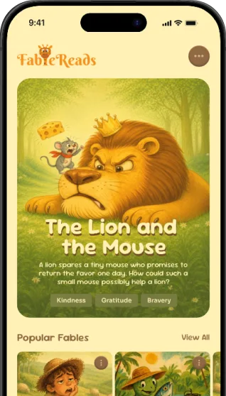 The Lion and the Mouse story in the FableReads app